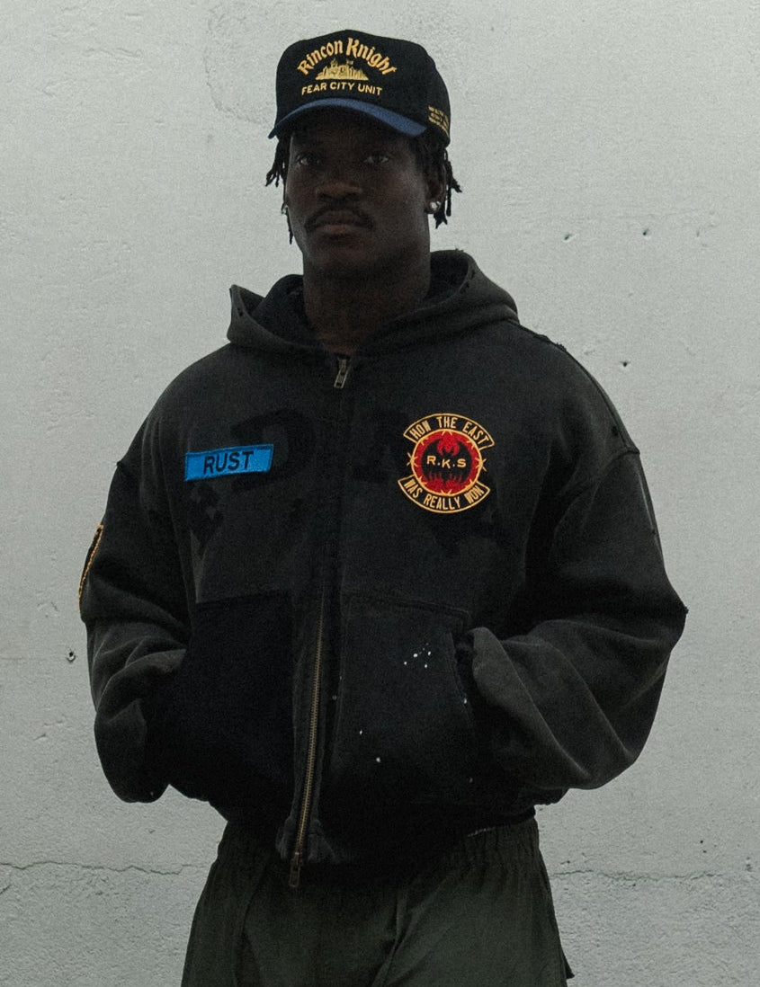 Knight Hoodie Detail – Fear City Unit FDNY Ghost Mark Front