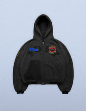 Knight Hoodie – Rincon Icons Collection – Heavyweight Washed Black Zip Hoodie