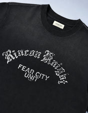 Knight Tee Detail – Vintage Graphic Distressed Collar Heavyweight Cotton